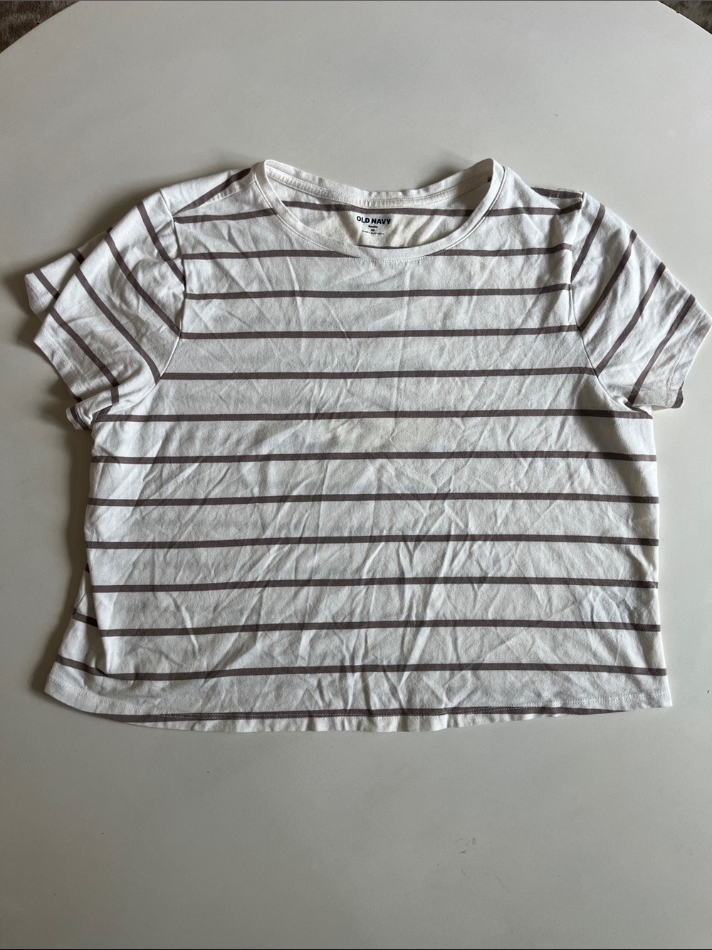 Old Navy Women’s Plus Size 2X, White Striped Short Sleeve T Shirt